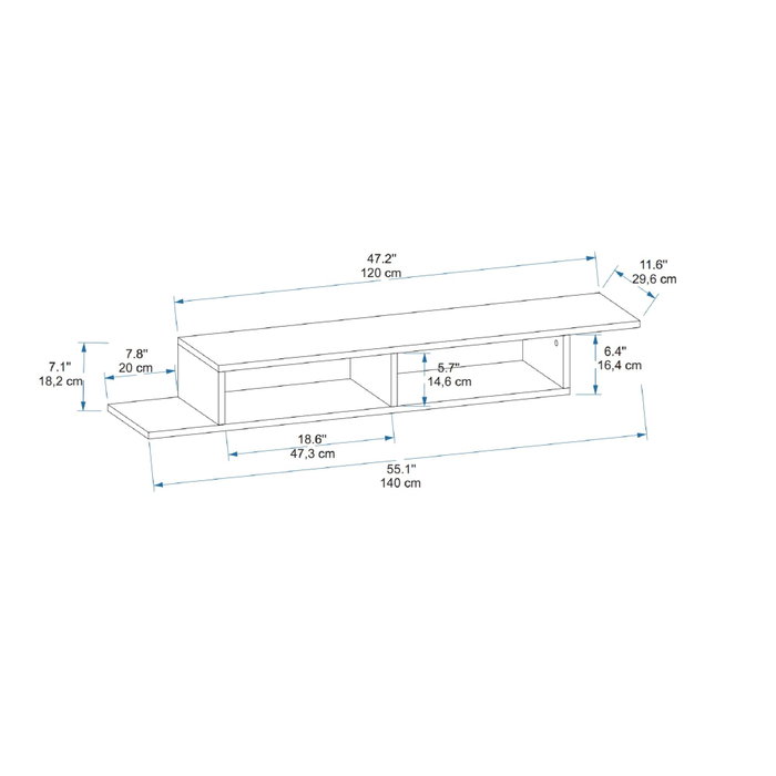 Hanah Home Muson Soporte TV Antracita, Ancho 120 cm, Profundidad 29.6 cm, Altura 18.2 cm, Tablero Partículas Melamina 18mm